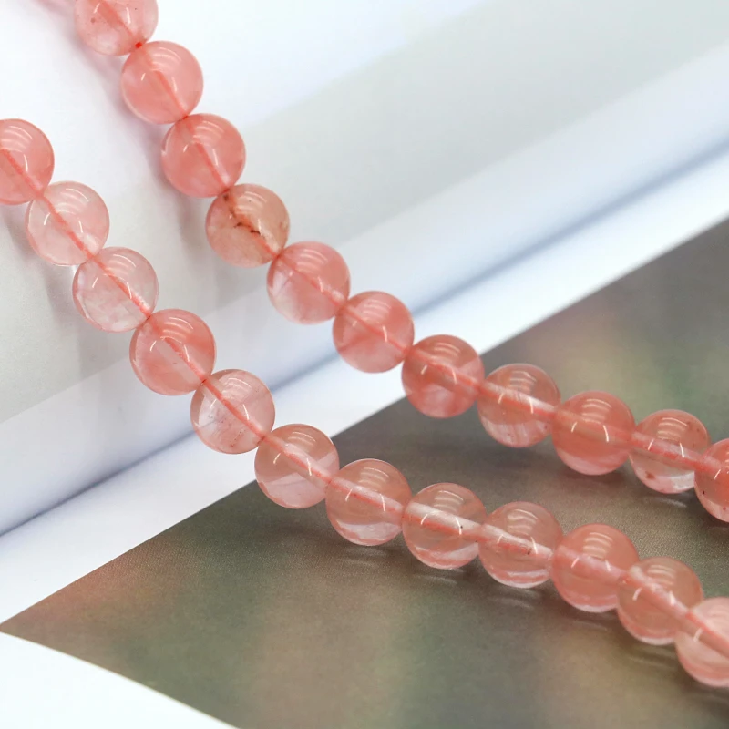 

Round 8mm pink watermelon tourmaline loose beads 15inches 2 piece/lot DIY suitable for female jewelry making gift