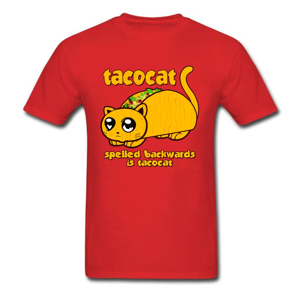 Oversized Men Tops T Shirt Funny tacocat vintage distressed look Top T-shirts All Cotton O-Neck Short Sleeve Tee-Shirt Summer Funny tacocat vintage distressed look red