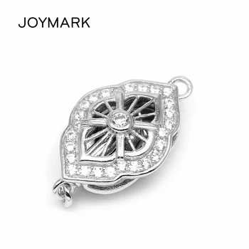 

JOYMARK Fine Jewelry Accessories Zircon Pave Sterling Silver Box Clasps Hooks Connectors Findings For Pearl Jewellery SC-BC224