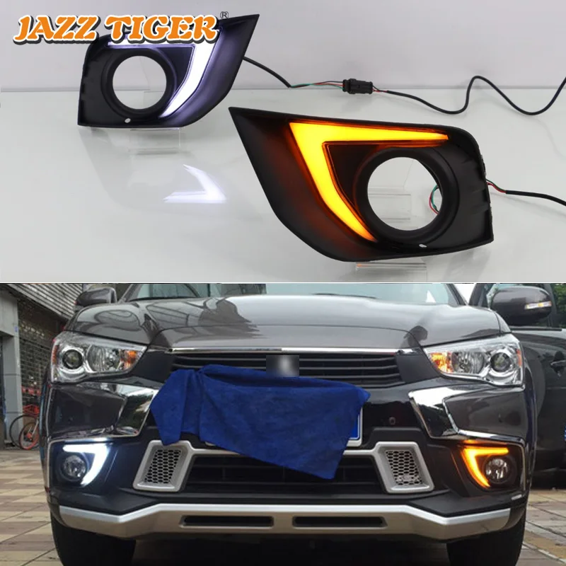 

JAZZ TIGER 2PCS Yellow Turn Signal Function Car Driving Lamp DRL LED Daytime Running Light For Mitsubishi ASX RVR 2016 2017 2018