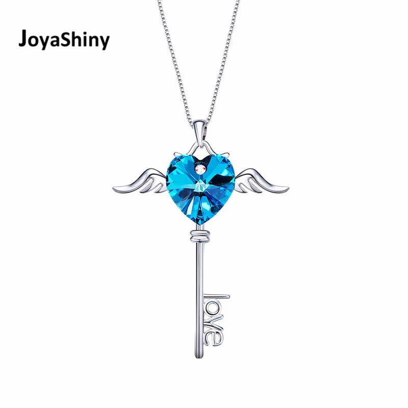 

Joyashiny New Angel Wing Pendant Necklace Real 925 Sterling Silver Jewelry For Women Girls Party Wedding Crystals From Swarovski