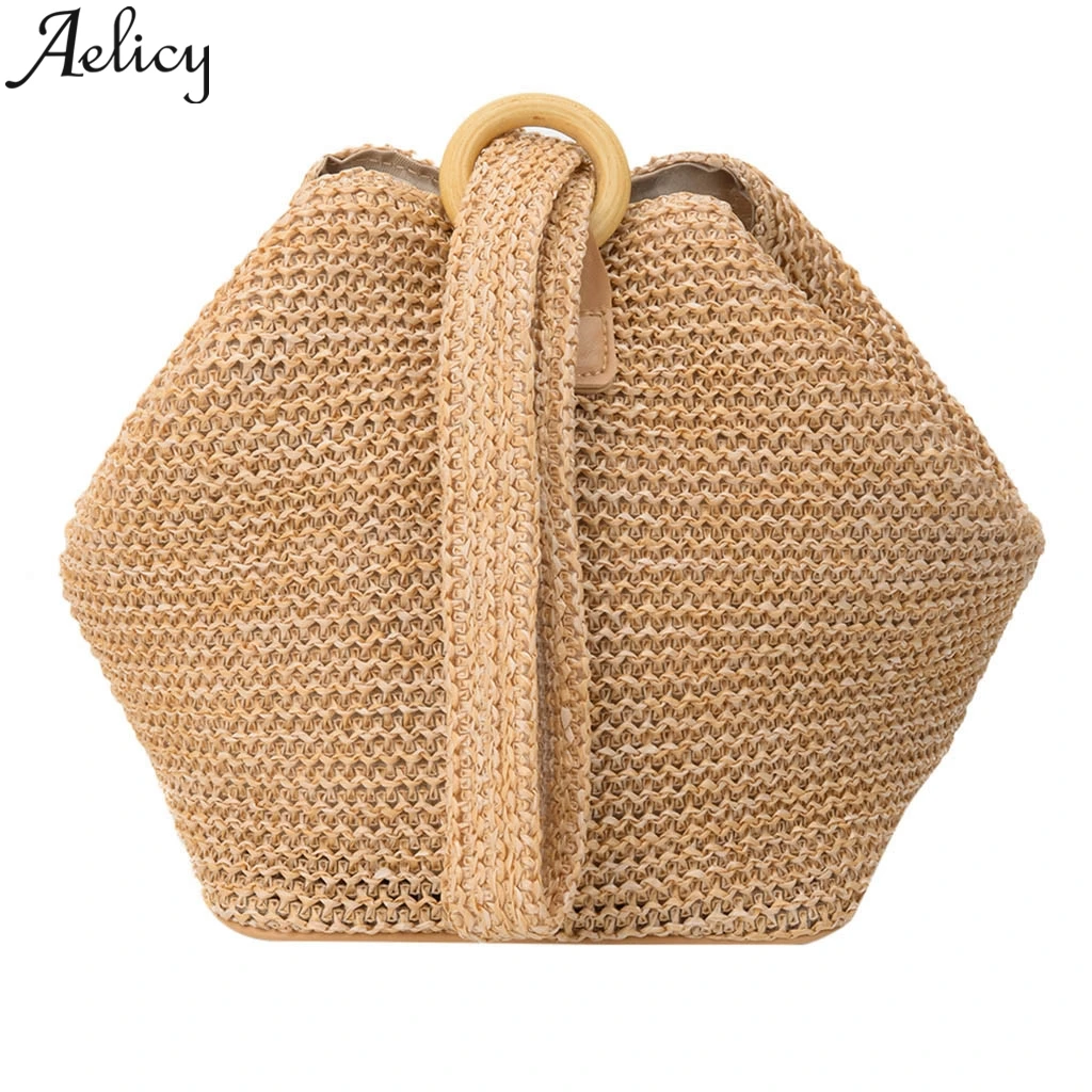 Aelicy 2019 الأزياء مفتوحة القش النسيج بلون Crossbody حقائب كتف حقيبة صغيرة حقيبة ساع المحافظ و حقيبة يد المرأة