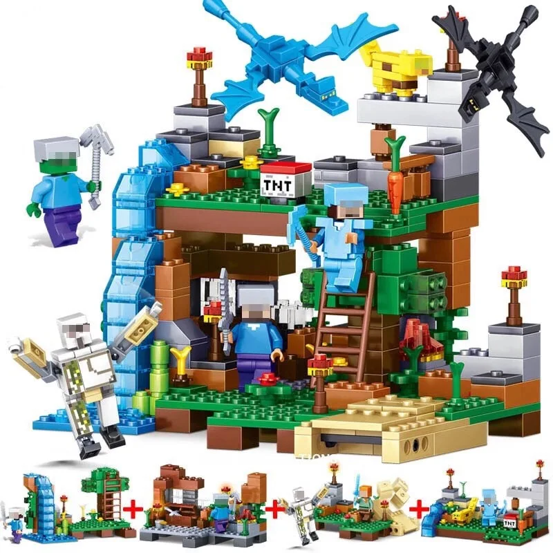 My World Building brick Educational Toys 4 in 1 City Forest model Legoings Children's Digital building blocks Minecraft Toys