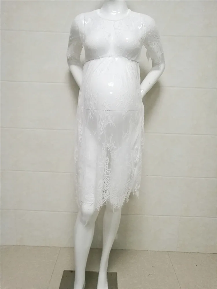 Новое платье для беременных, реквизит для фотосъемки, Одежда для беременных, кружевное платье для фотосъемка беременных - Цвет: White