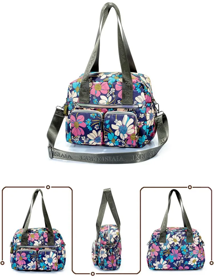 Женская водонепроницаемая нейлоновая дизайнерская сумка через плечо, сумка через плечо, сумки для путешествий с цветочным принтом, женские сумки