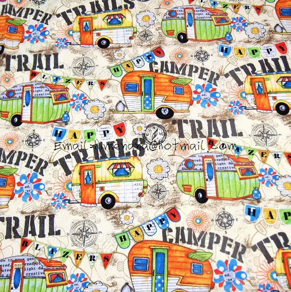 jt080 1 Yard Cotton Woven Fabric Happy Trail Camping (W105)cotton woven fabricwoven