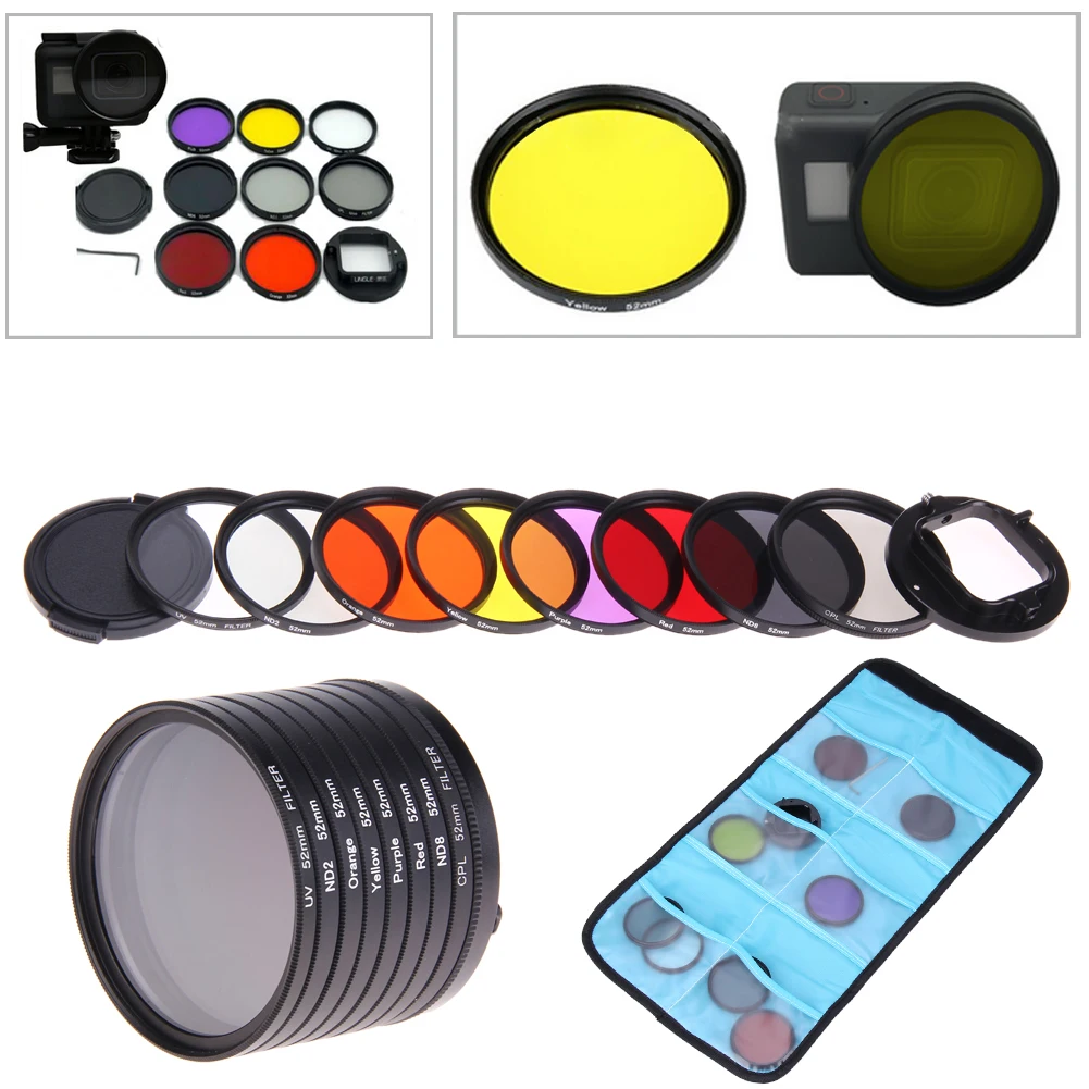 Camera Accessories For GoPro HERO5 HERO 5 52mm 8 in 1 Lens Filter CPL UV ND8