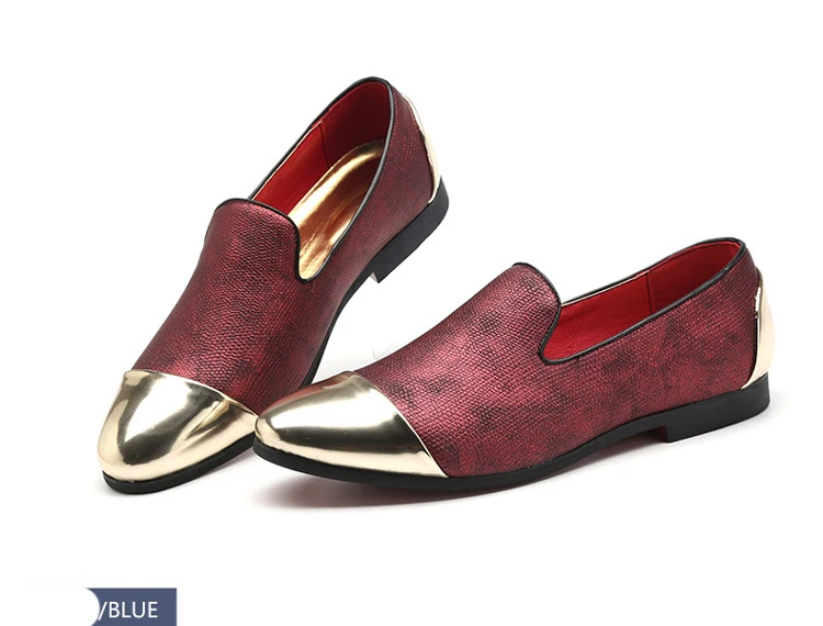 Г., новая мужская официальная обувь Высококачественная кожаная обувь с металлическим носком на металлическом каблуке ярко-красного цвета мужские лоферы для выпускного бала и банкета