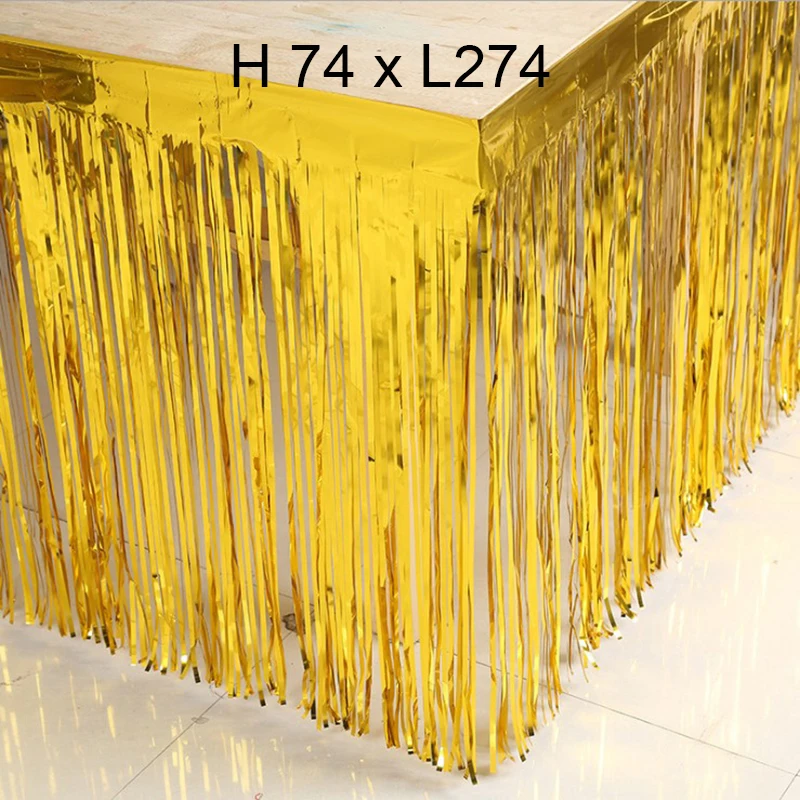Table skirt shimmering Gold Silver Metallic Tinsel Foil Room Shiny