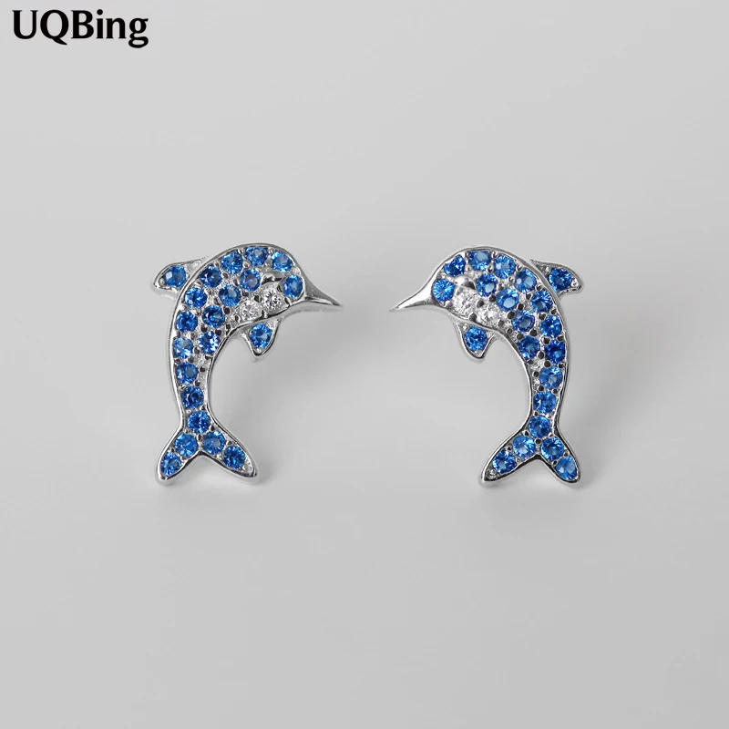 

2019 New Design 925 Sterling Silver Blue Crystal Dolphin Stud Earrings For Women Free Shipping Brincos