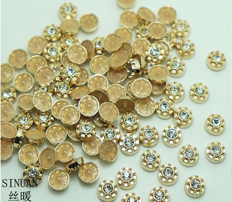 SINUAN Rhinestones Rivets Hot Fix Rivets Round Diamond Rivet 8Mm