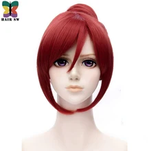 Волосы SW Короткие прямые любовь Live Косплей парики синтетические волосы цвет красного вина костюм парик с булочкой термостойкие