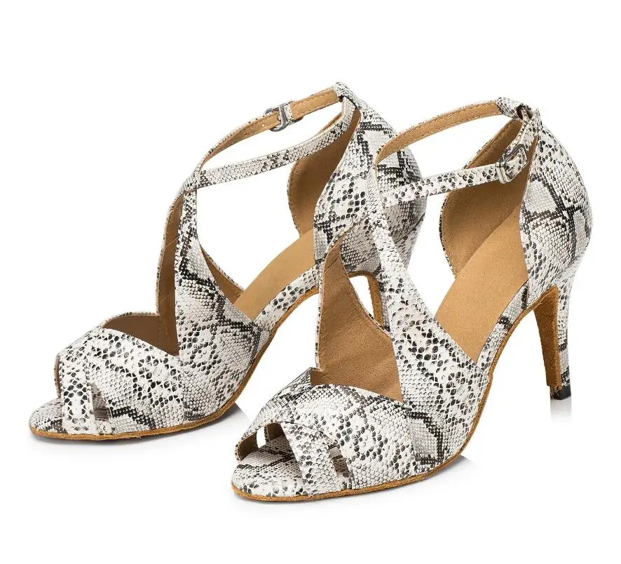 Леопардовая обувь; женская обувь для латинских танцев; женская Обувь для бальных танцев; женские Танцевальные Кроссовки; Каблук 7,5 см; JuseDanc