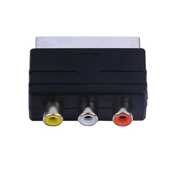 

20 Pins SCART Male Plug To 3 RCA Female AV TV Audio Video Adapter Converter for TV DVD