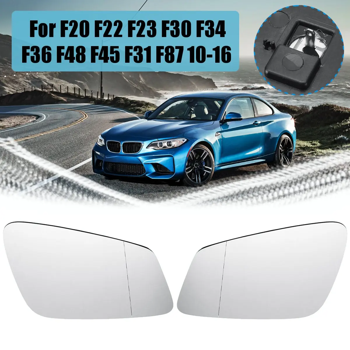 Влево/Вправо Широкий формат зеркало с подогревом для BMW F20 F22 F23 F30 F34 F36 F48 F45 F31 F87 2010 2011 2012 2013