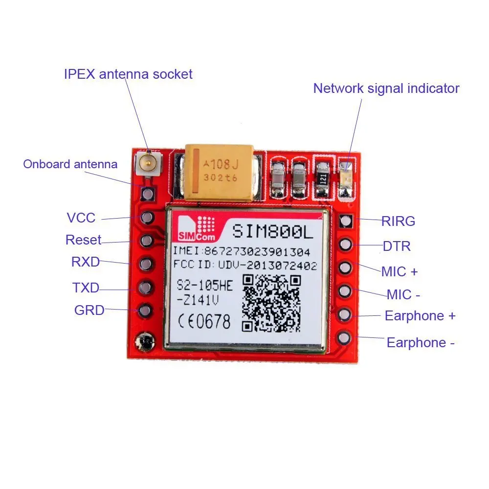 5 шт. самый маленький модуль SIM800L GPRS GSM карта MicroSIM основная плата четырехдиапазонный последовательный порт TTL RCmall FZ1332