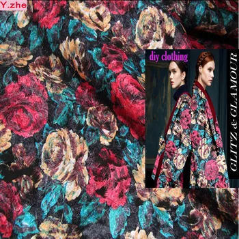 

High-Grade Jacquard Brocade Fabric French Design Rose Flower Yarn Dyed Fashion Fabric Sewing Material DIY Women Dress Suit wear