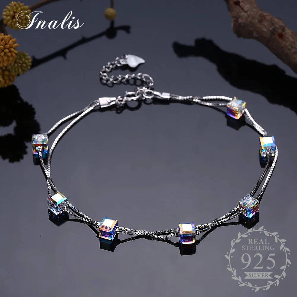 INALIS Серебро 925 LEKANI кристаллами от Swarovski Multi-кристалл браслеты для женщин