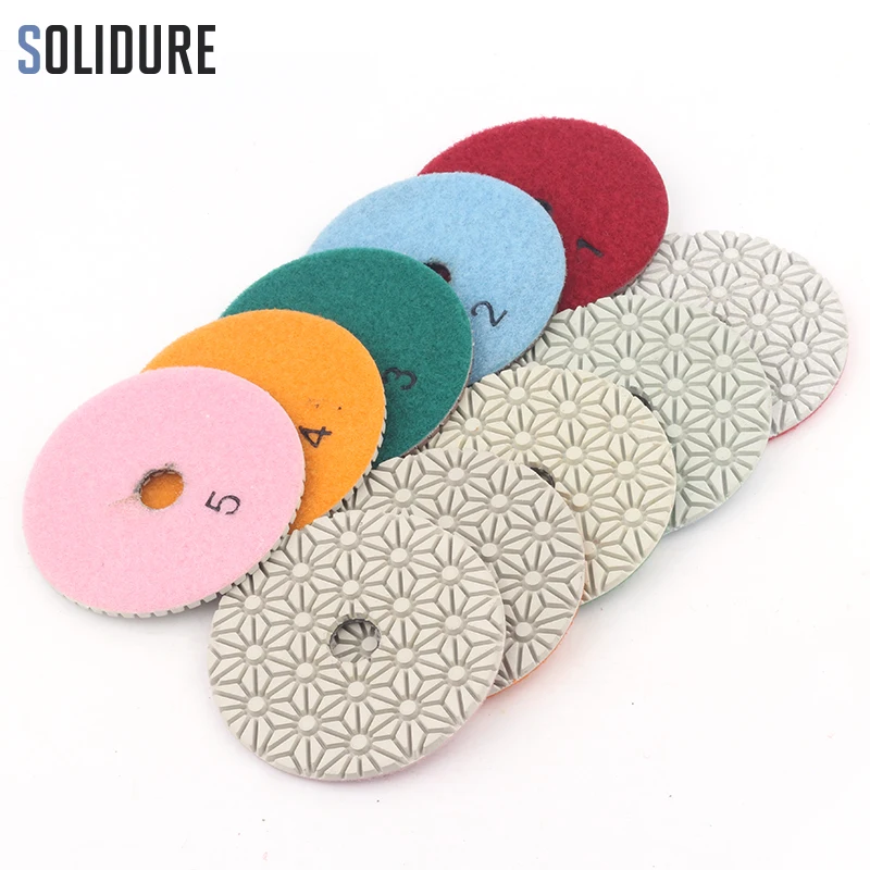 

5pcs/set 4 inch 100mm dry or wet 5 step polishing pads Diamond Granite Polishing Tool Marble Concrete Grinding