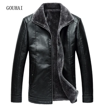 

Solid PU Business Leather Jacket Men Motorcycle Jacket 2019 Casual Warm Winter Male Jacket Wool Liner Thicking Plus Size XXXL