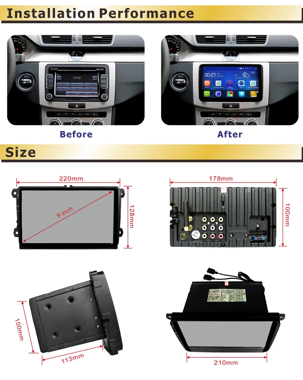 9 inch 2din car DVD gps Volkswagen 7