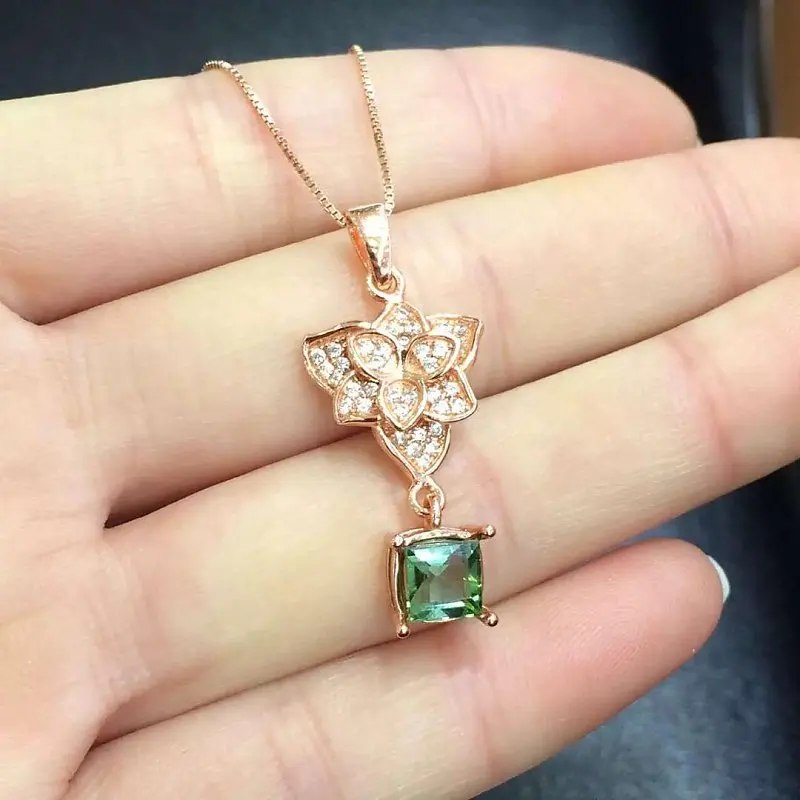 

Collier Qi Xuan_Tourmaline Stone Flower Pendant Necklaces_Tourmaline Necklaces_Quality Guaranteed_Manufacturer Directly Sale