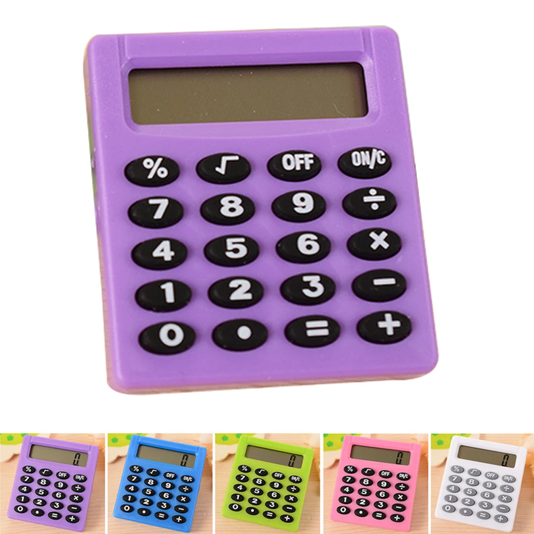 Новое поступление, 1 шт. карманный мини-калькулятор с мультяшным рисунком, карманный калькулятор на батареях, случайный цвет
