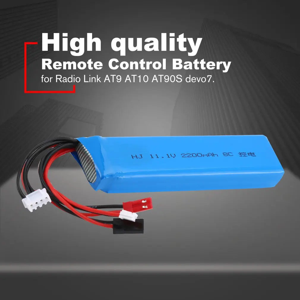 

11.1V 2200mAh Rechargeable Remote Control Lithium Battery Transmitter Battery for Radio Link AT9 AT10 AT90S devo7