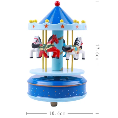 Детская карусель из дерева и пластика Милая музыкальная шкатулка креативный подарок на день рождения детский подарок небо город музыкальная шкатулка украшение дома - Цвет: xingkonglan