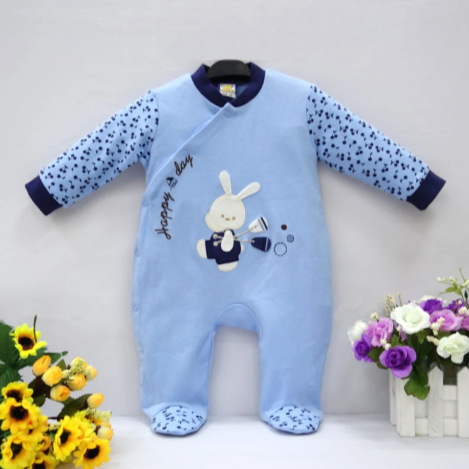 

2019 Little Q pure cotton newborn spring autumn clothes one piece footies baby boy infant underwear four color clothing