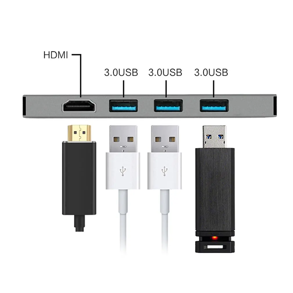 USB C HDMI концентратор адаптер TF кард-ридер USB C концентратор Суперскоростной USB 3,0 портов многопортовый USB C концентратор