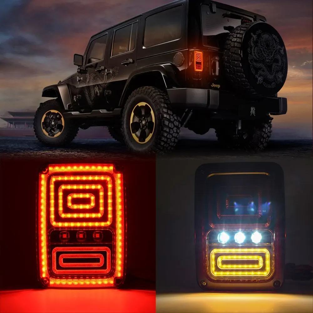 New Snake Style Rear LED Reversing Brake Turn Signal Tail Light For 2007 08 09 10 11 12 13 14 15 16 2017 Jeep Wrangler JK