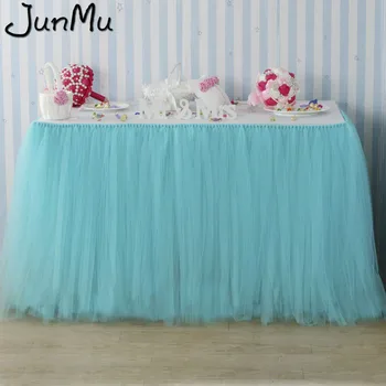 

Turquoise Tulle Tutu Table Skirt Custom Wonderland Tulle Table Skirting Wedding Birthday Baby Shower Party Decoration