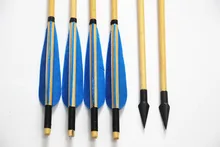 2016 Newest 6 Pcs/Lot 33” Wooden Arrows Turkey Feather Iron Tips Arrow for Recurve Bow