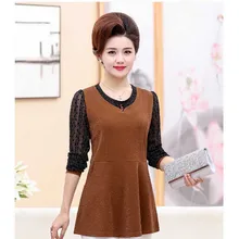 Новая Осенняя футболка с длинными рукавами для мамы среднего возраста P741