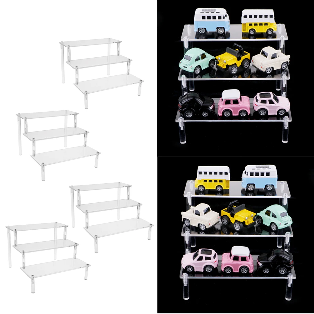 4pack Deluxe Acrylic Display Stand ,Removable Rack ,for Model Figures Perfume 3-Tier