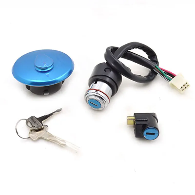 

2088 Motorcycle Ignition Switch Lock+Fule Gas Tank Cap Cover Lock Set For Haojue Suzuki GN125 GN 125 125cc Spare Parts