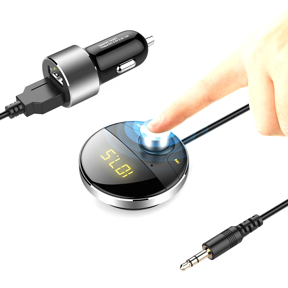 Bluetooth AUX Handsfree Car Kit 3.5mm Jack Audio MP3 Player Wireless FM Transmitter Auto SpeakerPhone Car kit USB Adapter DY252