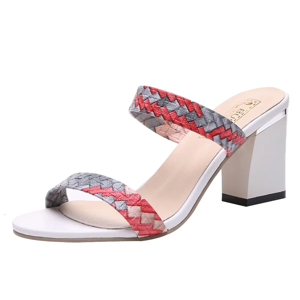 Новое поступление шлепанцы на каблуке женские летние пляжные сабо Босоножки с