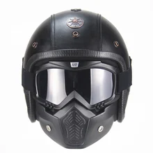 vintage 3/4 Leather Helmets open face Chopper Bike helmet motorcycle helmet moto motocros with visor vintage 3/4 Leather Helmets open face Chopper Bike helmet motorcycle helmet moto motocros with visor