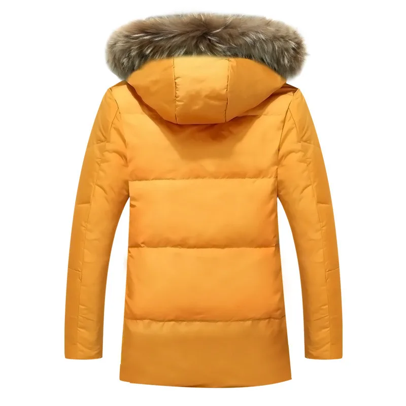 Aismz Новая зимняя мужская куртка высокого качества, мужской длинный пуховик, модный большой меховой воротник, Толстая теплая куртка с капюшоном для отдыха 4XL 5XL