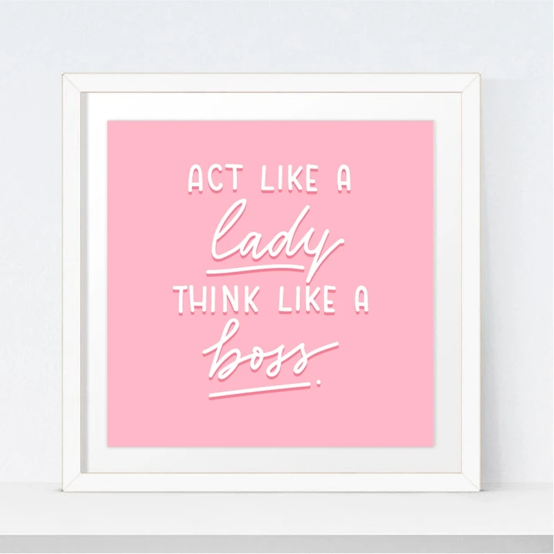 quote on pink background print