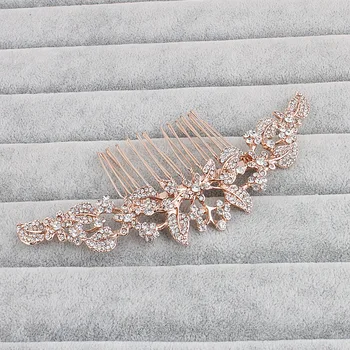 

SLBRIDAL Hot Selling Art Deco Clear Rhinestones Crystal Flower Leaf Alloy Wedding Hair Comb Bridal Hair Accessories Hair Jewelry