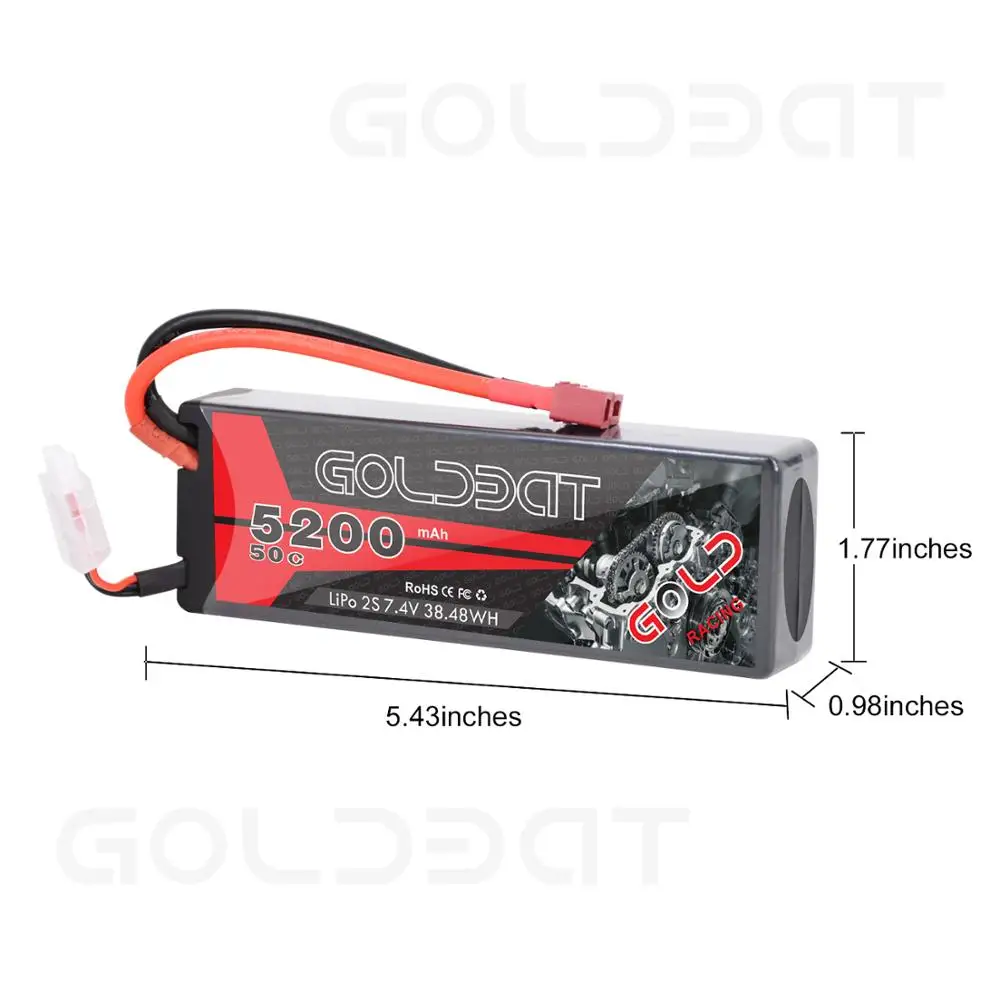 GOLDBAT Lipo 5200mAh Аккумулятор 7,4 V 50C 2S 5200mah LiPo аккумулятор для RC 7,4 V с штекером Deans для RC Evader автомобиля грузовика Truggy Heli