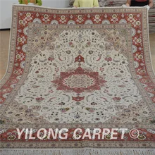 Yilong 8'x10' античный Тебриз ковер бежевый и розовый изысканная, Восточная шерсть восточные ковры(1315