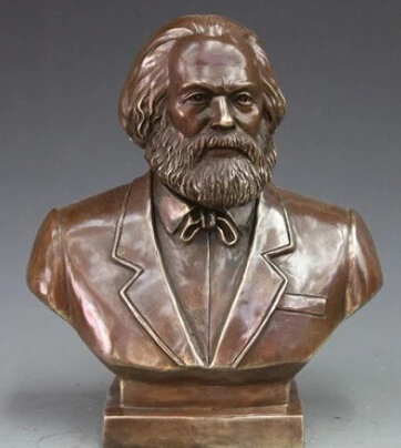 

free shipping 11"Western Bronze Proletarian leaders Karl Heinrich Marx Bust Art Statue