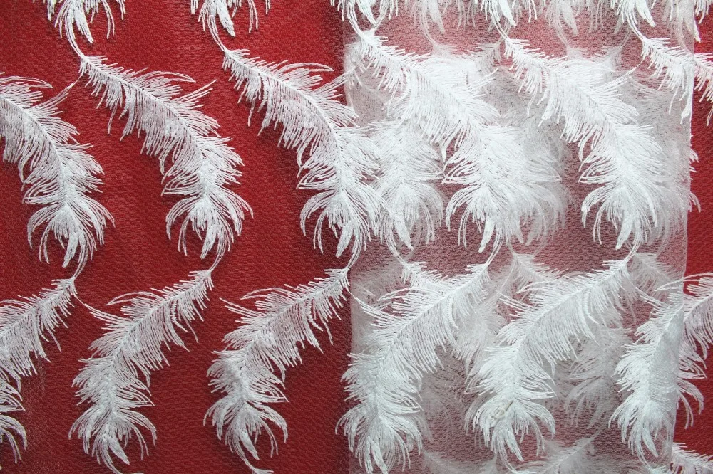1,2 м x 1 м белая марля африканская швейцарская вуаль кружево высокого качества с перьями вышитый французский Тюль Чистая кружевная ткань для творчества