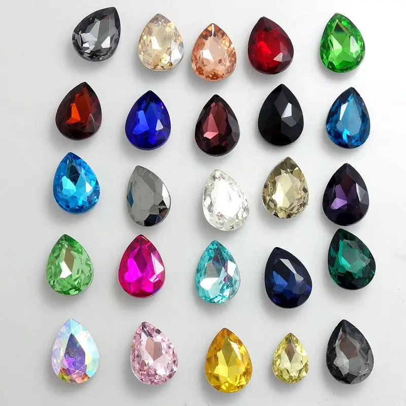 20pcs Faceted Teardrop glass crystal Loose Spacer beads 8x12mm DIY 