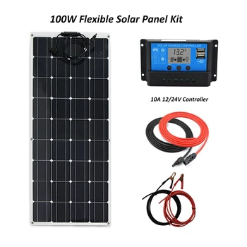 

Flexible Solar Panel System 100W plate CELLS Monocrystalline silicon Panels+10A LCD solar controller+cable