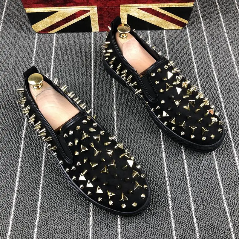 Couro Macio Nighclub Handmade Fashion 01 Vermelho Sapatos Camurça Homem Homens De Rebites 2018 02 Fundo Prom Party 46Ynq